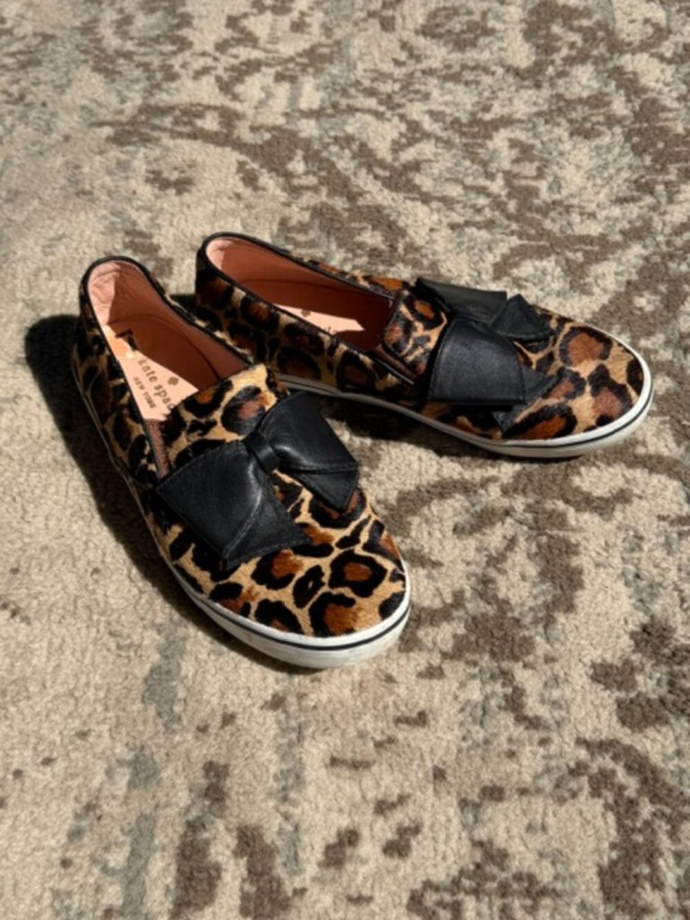 Kate Spade Fur Sneakers Bows Size 7 Glamcore EUC